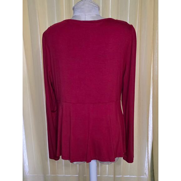 Grace Karin Women's Red NWT Long Sleeve V Neck Top Size 2XL - Picture 2 of 4
